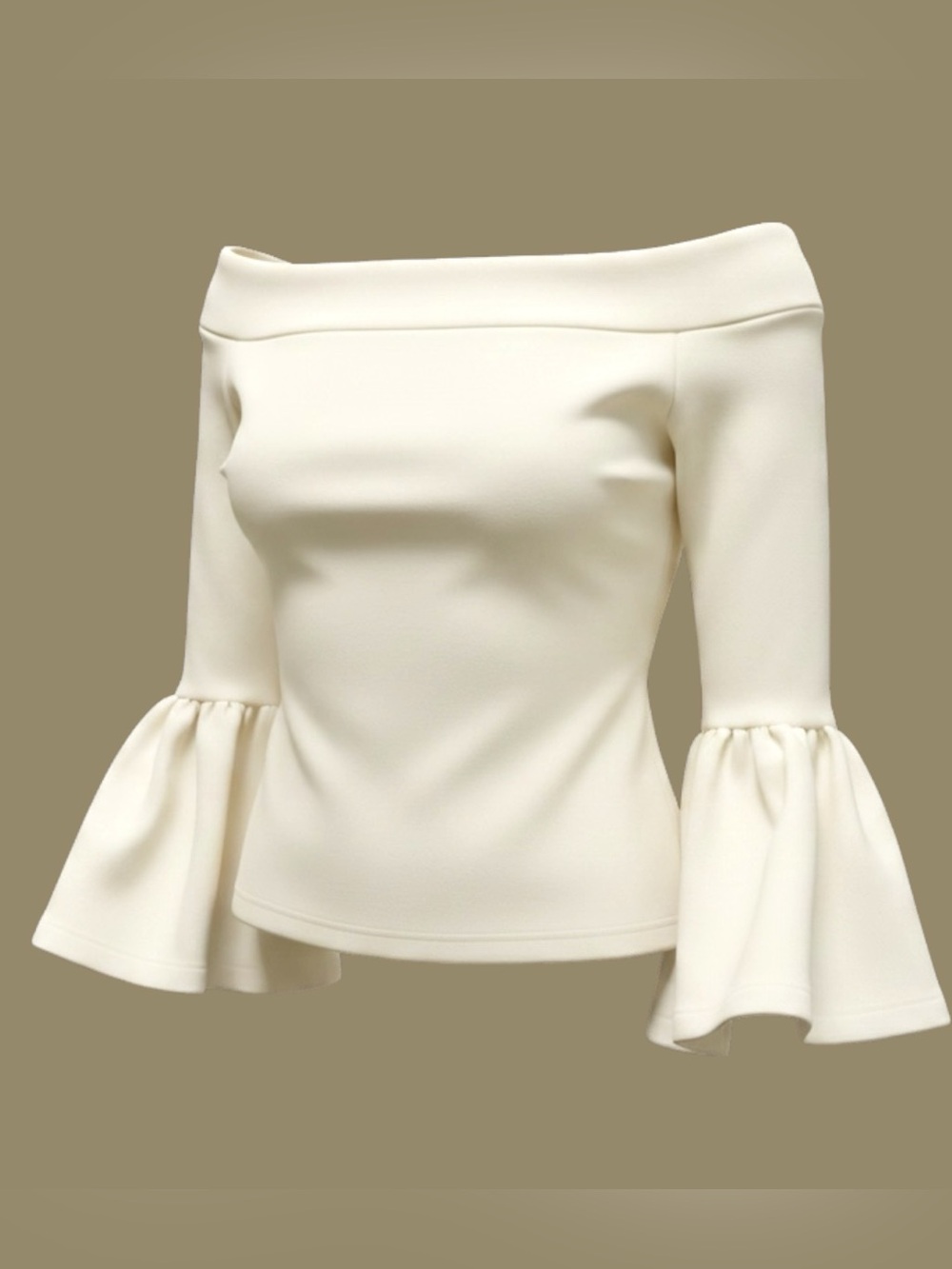 Eliza J Off The Shoulder Long Bell Sleeves Top Small Ivory